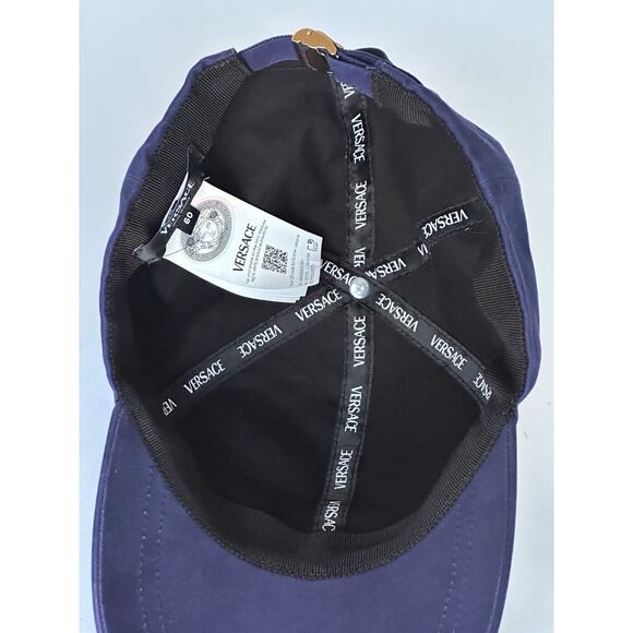 Versace Logo Drill Cotton Baseball Cap Hat Blue Size 60 Italy 1012752 NWT $550 main image 6